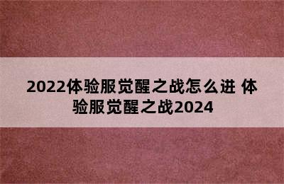 2022体验服觉醒之战怎么进 体验服觉醒之战2024